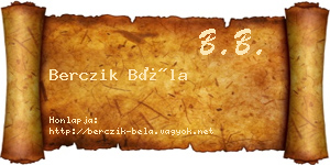 Berczik Béla névjegykártya